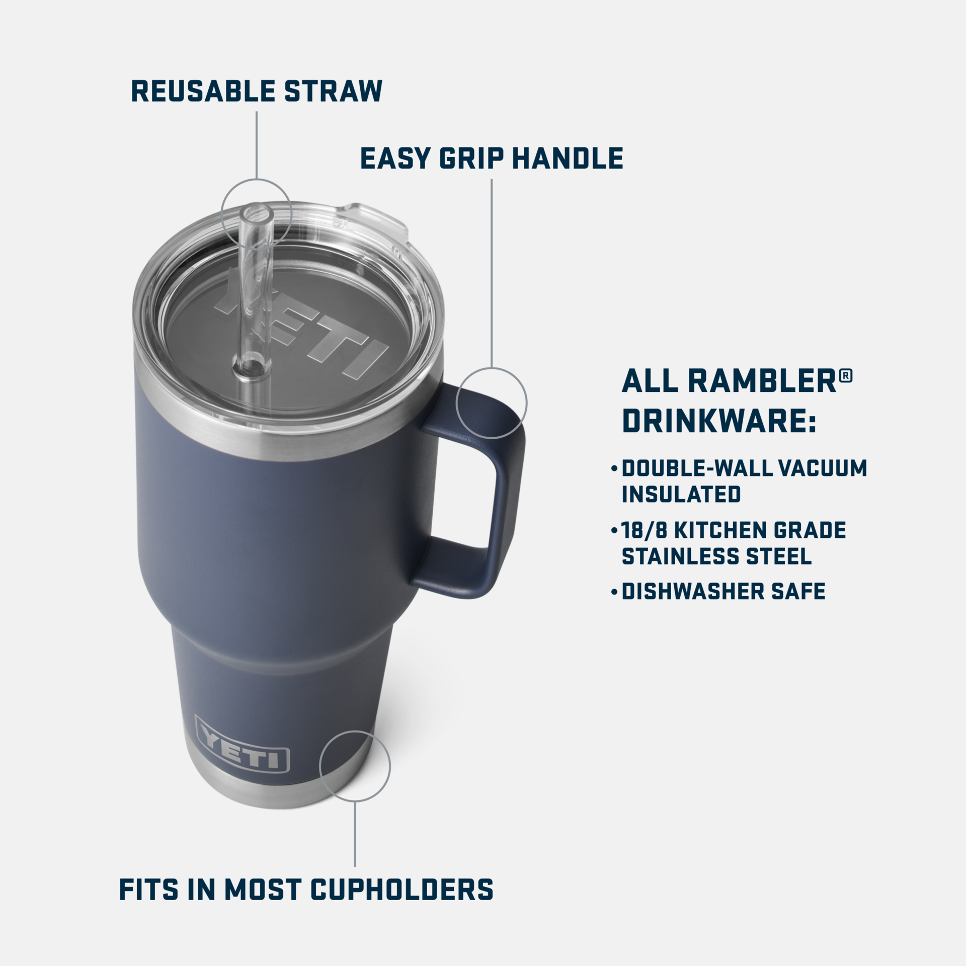 YETI Rambler® 35 oz (994 ml) Straw Mug Reef Blue