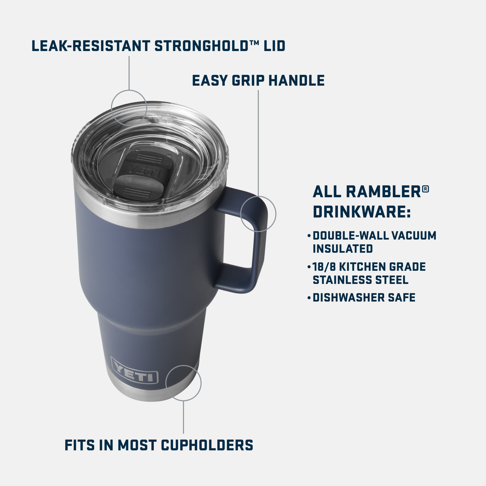 YETI Rambler® 30 oz (887 ml) Travel Mug Navy